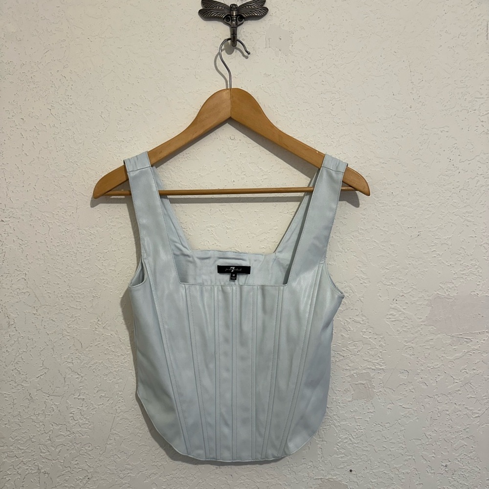 7 For All Mankind Baby Blue Corset Top Size Medium